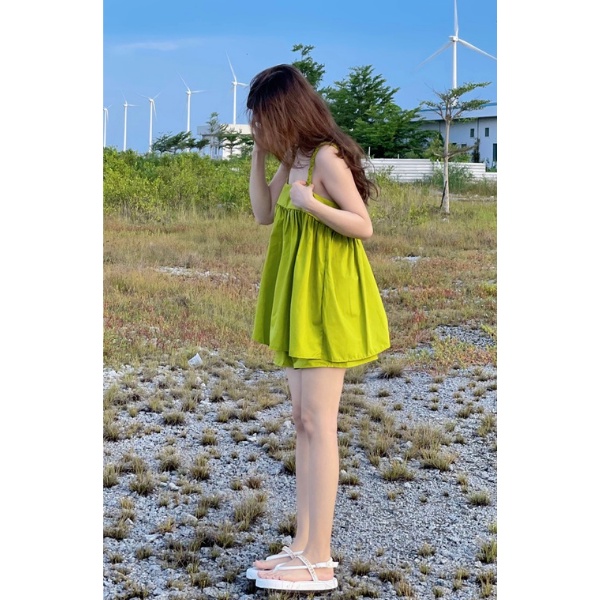 Sét babydoll hai dây kèm quần PLS29 - MÀU XANH