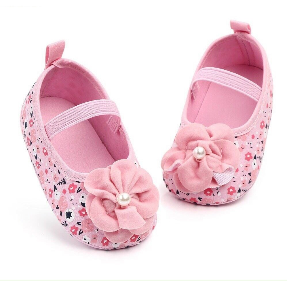 Giày tập đi búp bê cho bé gái, VẢI mềm êm chân và thoải mái cho bé- MÀU HỒNG HOA
