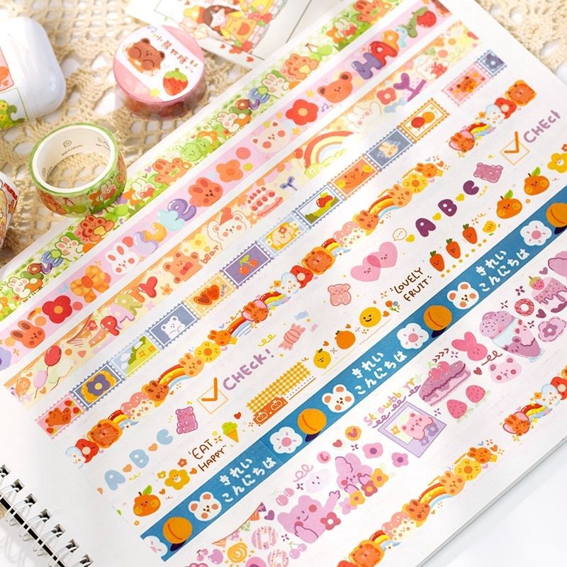 cuộn washi tape gấu đáng yêu