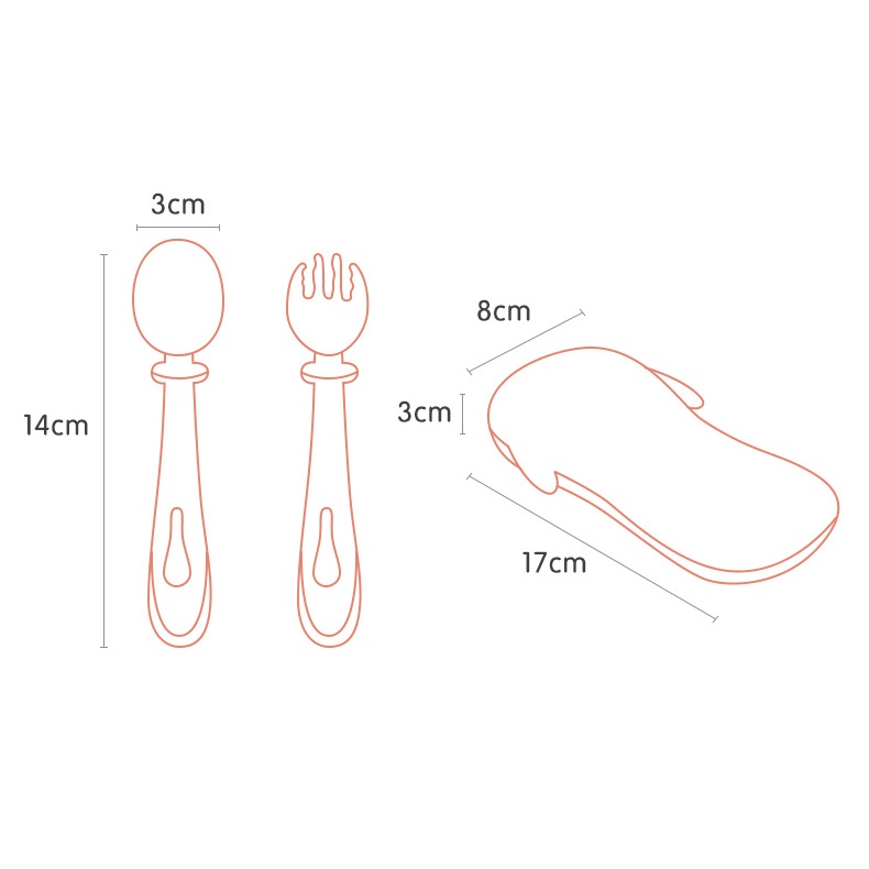 Set Thìa Nĩa Uốn Cong Cho Bé Tập Xúc Ăn Dặm