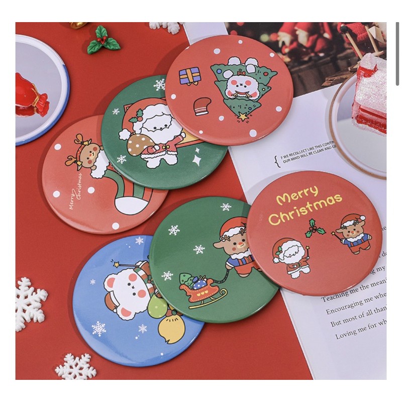 gương noel giáng sinh mini 7cm bỏ túi tiện lợi