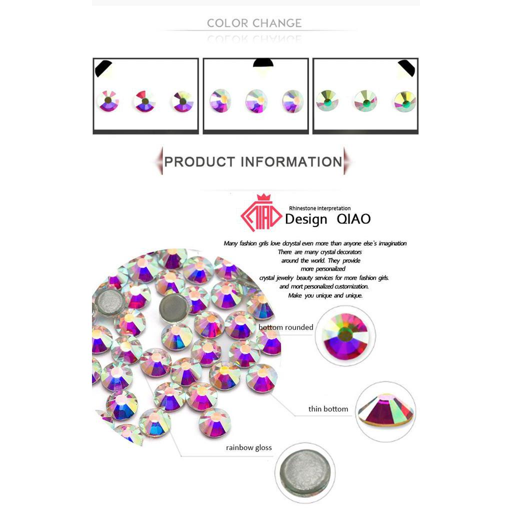 Gred AAAAA QIAO 144 Viên Đá Pha Lê Trong Suốt Trang Trí Quần Áo SS10-SS20