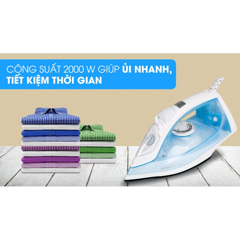 [CHÍNH HÃNG] Bàn là hơi Philips GC1740, Công suất 2000W, Mặt đế Ceramic chống dính, bảo hành 24 tháng