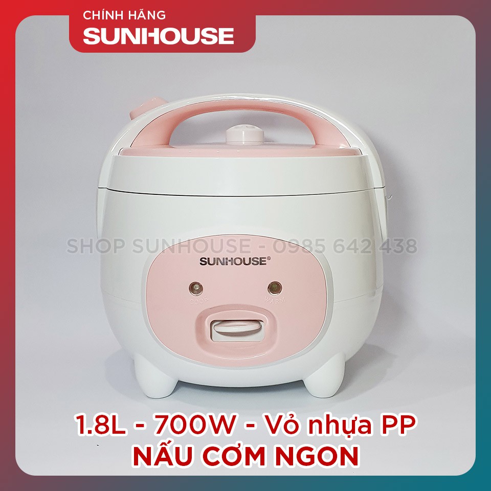 Nồi cơm điện SUNHOUSE 1.8L SHD8607W vỏ nhựa PP siêu bền | BigBuy360 - bigbuy360.vn