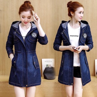 Áo khoác jean nữ cao cấp kiểu dáng có mũ phong cách QCNP1300