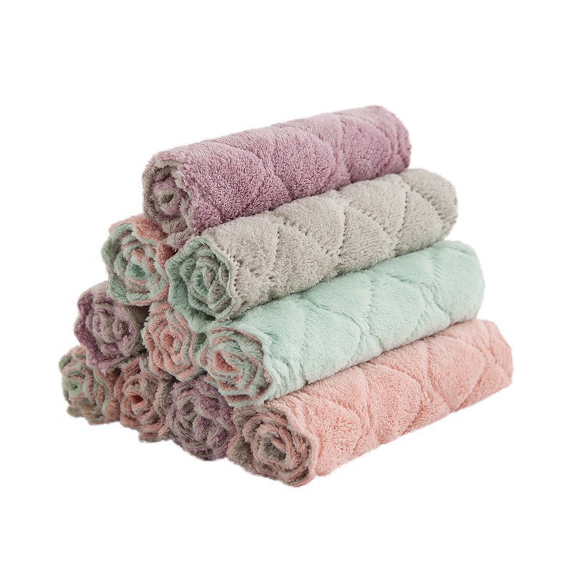 Combo Khăn lau đa năng nhà bếp thấm nước, chống dính dầu mỡ, hai mặt loại to 15x26cm