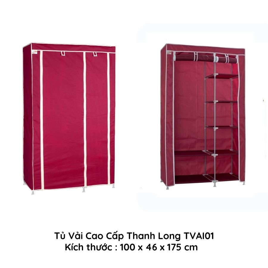 Tủ Vải Cao Cấp THANH LONG TVAI01 | Kích Thước 100 x 46 x 175 cm | Bao Áo Thay Thế | Yến Shop