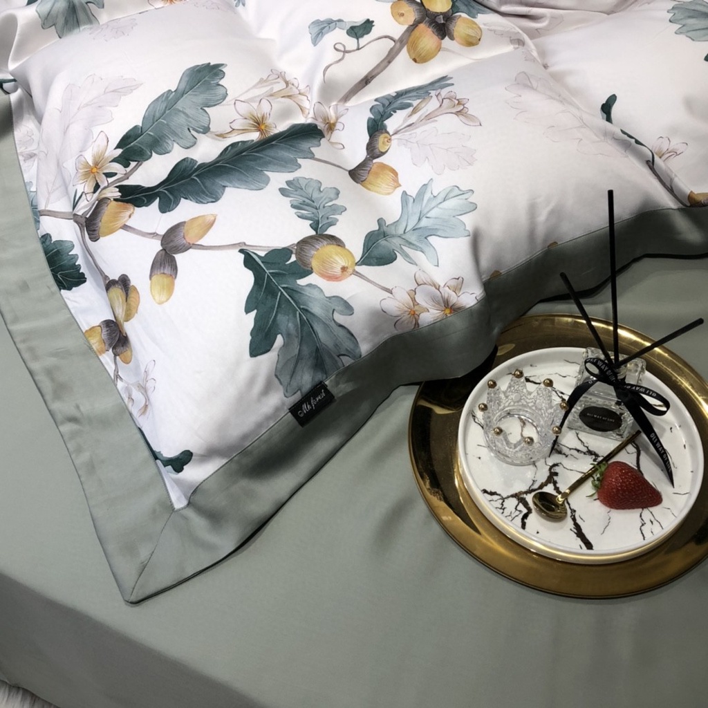 Bộ Chăn Ga Gối Trải Giường Lụa Tencel Cao Cấp Sét Chăn Drap Trải Giường Siêu Sang Xịn Mịn Mát - Hàng nhập chính hãng