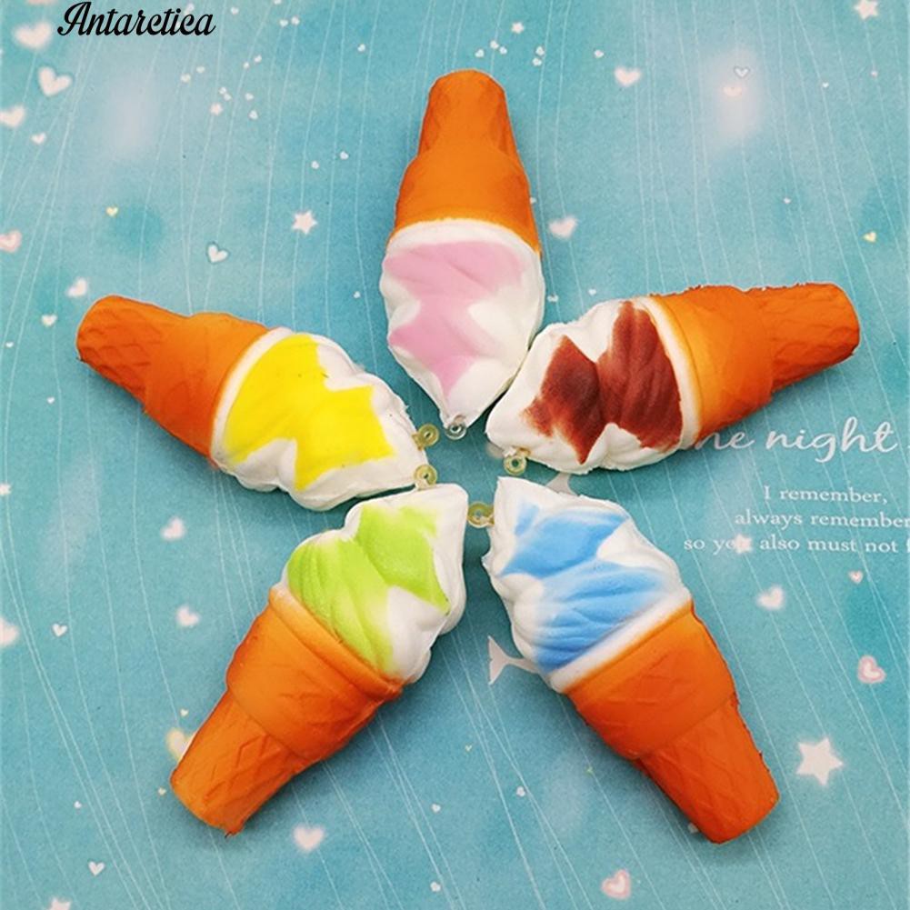 Đồ Chơi Squishy Hình Kem Ốc Quế 10Cm Có Móc Treo Cho Bé