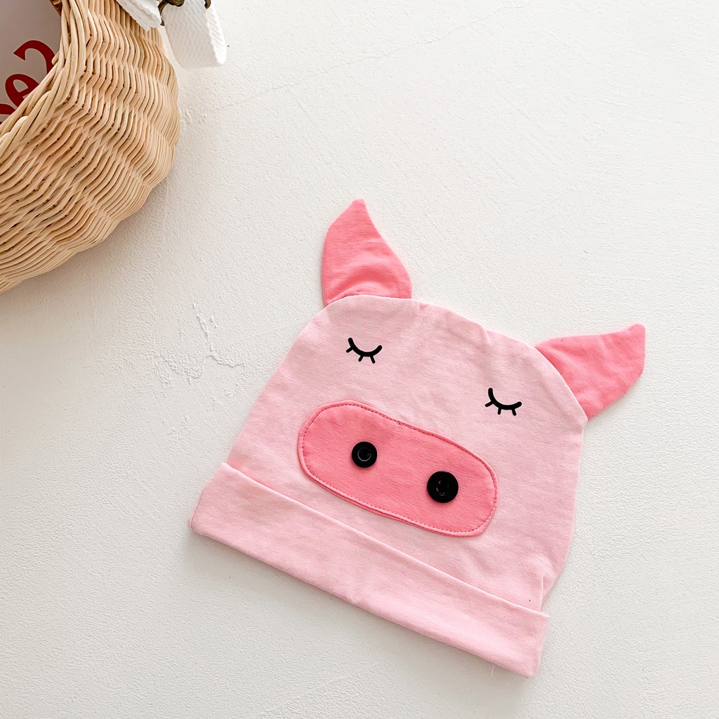 Bộ Áo Liền Quần Ngắn Tay In Hình Chú Heo Đội Mũ Màu Hồng Dễ Thương Thời Trang Mùa Hè 2022