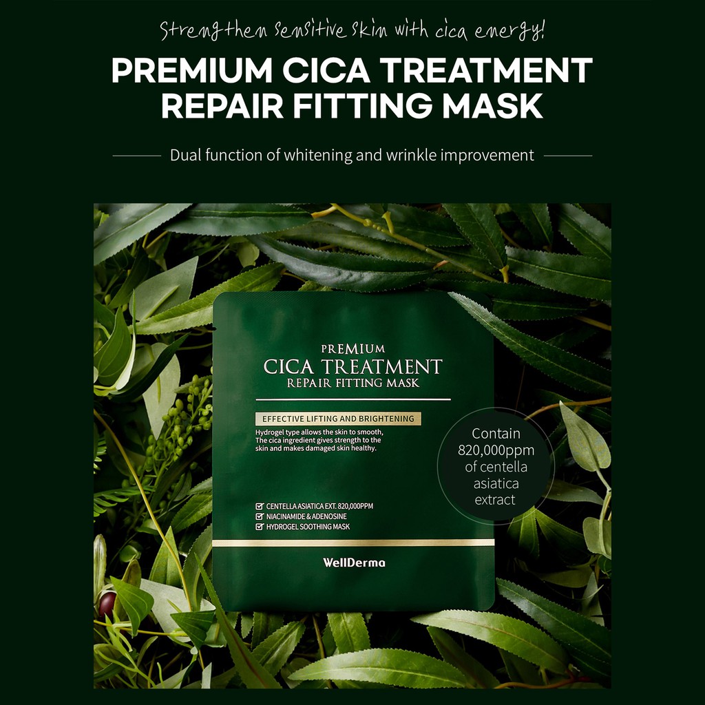 Mặt nạ gel Cica cao cô đặc Wellderma Premium Cica Treatment Repair Fitting Mask 4 miếng/1 hộp