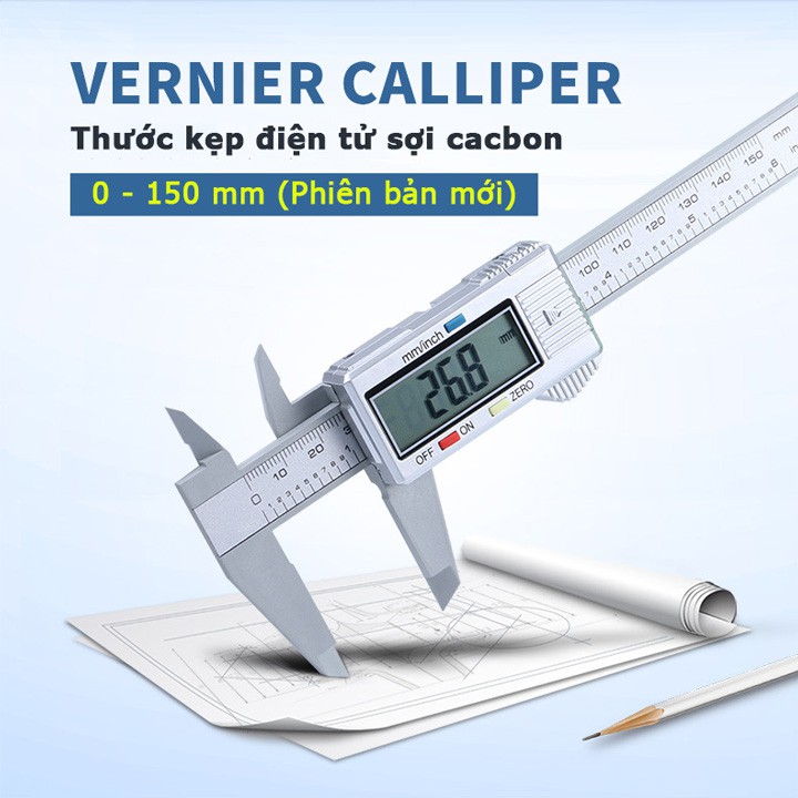 Thước kẹp điện tử 150mm - Thước cặp điện tử Cacbon