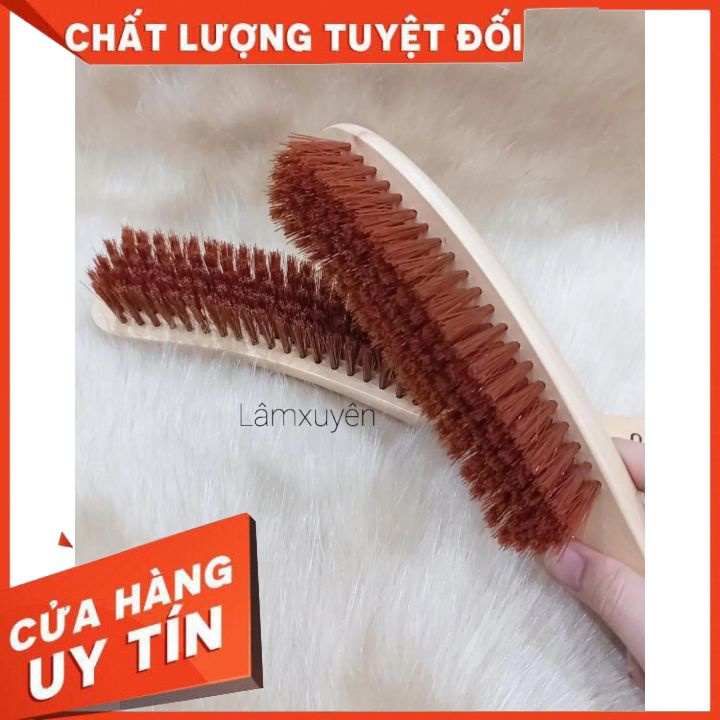 Lược Chải Chổi phủi tóc cong Barber QUEEN sang trọng, đẳng cấp cho salon barber shop nam nữ Cán Gỗ Lông mềm FREESHIP .