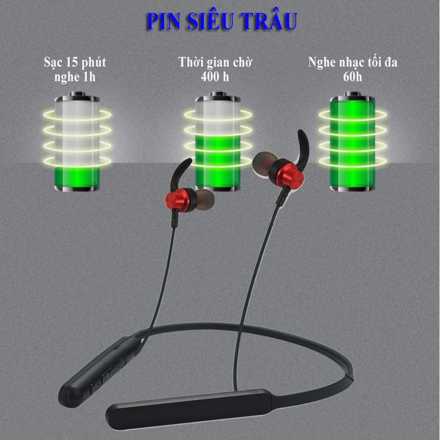Tai nghe thể thao Bluetooth 5.0 ZH450 TAI NGHE  bluetooh pin tâu bass mạnh-
