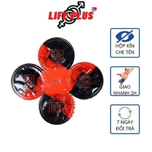 Bao Cao Su OLO siêu mỏng 001 mm Cao Cấp Black Red Samurai Công nghệ Nhật Bản ôm sát, Hộp 10 bcs - Life Plus Store