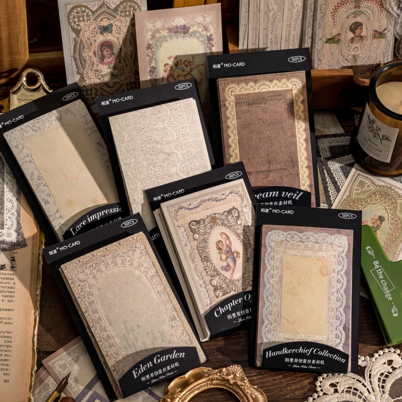 Bộ 50 Giấy Ren  Sổ Lưu Niệm Trang Trí vintage