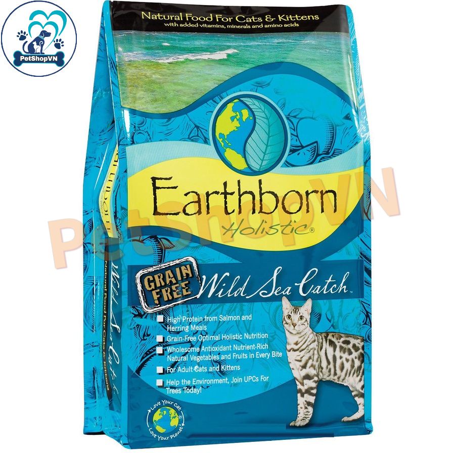 Thức Ăn Cho Mèo Hạt EARTHBORN HOLISTIC WILD SEA CATCH Túi 50G Vị Cá Hồi & Cá Trích