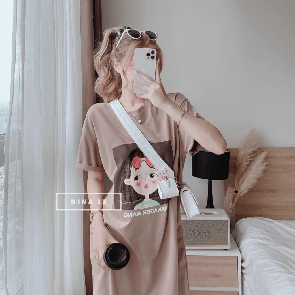 ĐẦM SUÔNG COTTON HÌNH CÔ BÉ DỄ THƯƠNG ĐÁNG YÊU PU