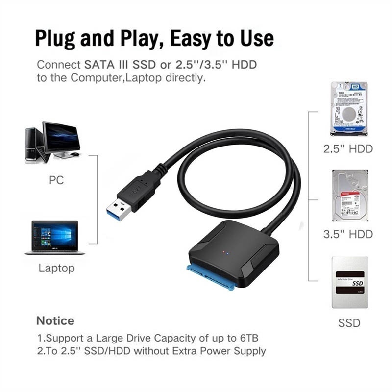 Bộ chuyển đổi USB 3.0 sang Sata cho 2.5'' 3.5'' HDD SSD | BigBuy360 - bigbuy360.vn