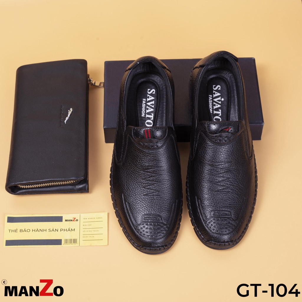 Đen &amp; Nâu - Giày lười da mềm mang rất êm chân - Bảo hành 12 tháng - Manzo store - GT 104