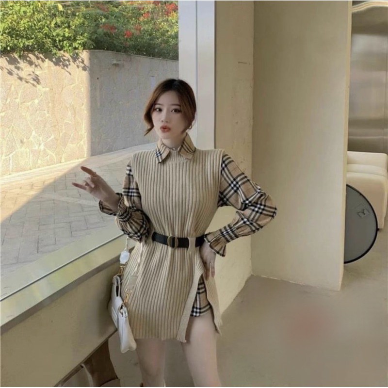 sét áo nữ ( Áo ngoài chất gân đũa Có giãn mềm mại,Áo trong chất vải Cate nhật mềm đẹp | BigBuy360 - bigbuy360.vn