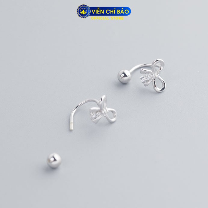 Bông tai bạc nữ hình nơ quả cầu chất liệu bạc 925 thời trang phụ kiện trang sức Viễn Chí Bảo B400469x