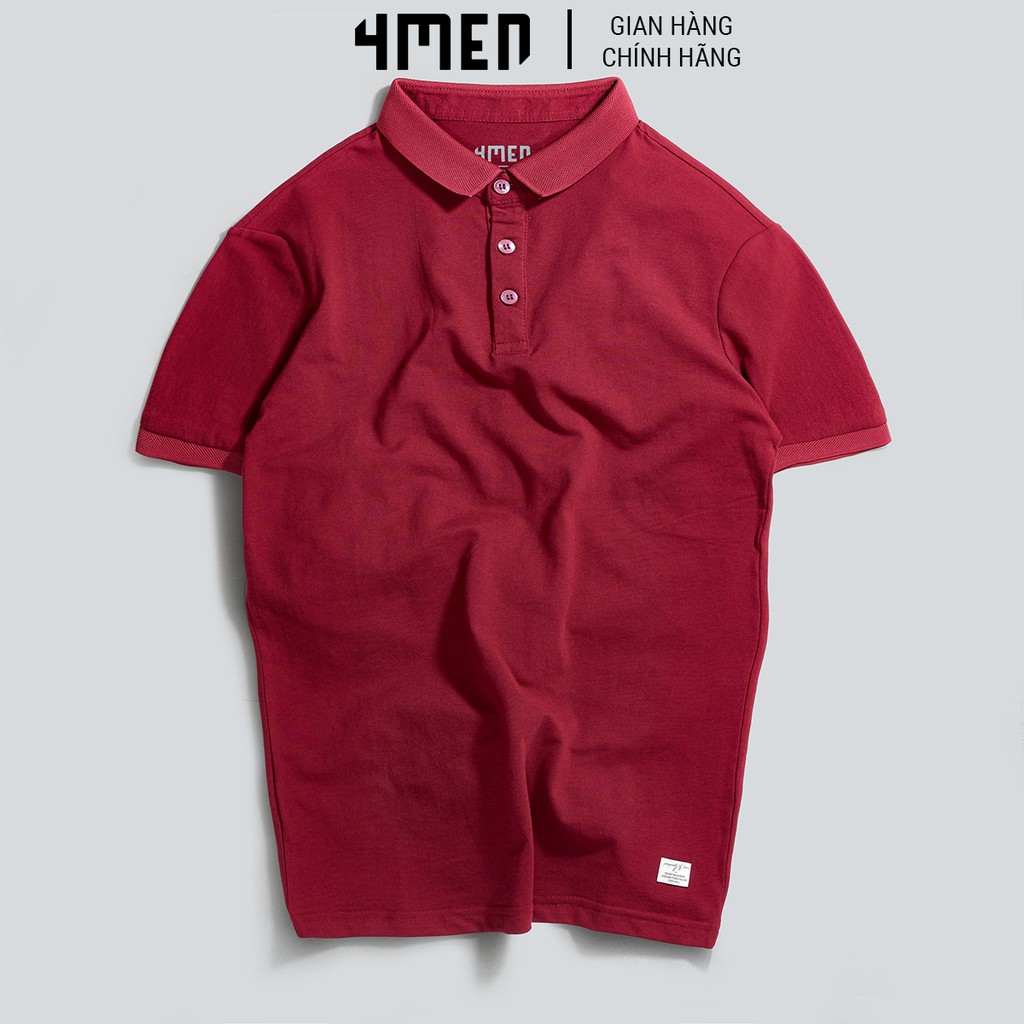 Áo thun polo nam trơn 4MEN PO028 cổ bẻ, ngắn tay, form slimfit, vải cotton cá sấu cao cấp | BigBuy360 - bigbuy360.vn