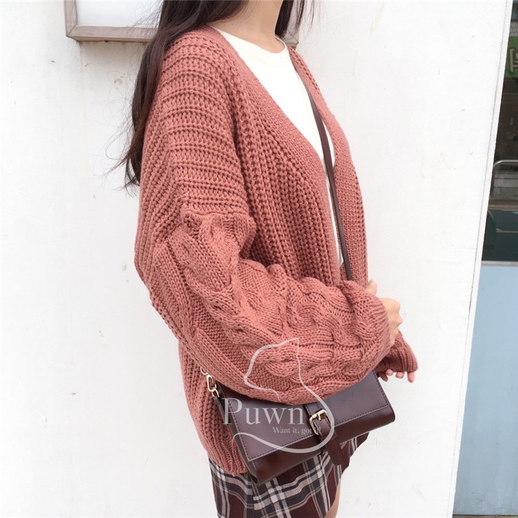 Áo khoác len cardigan basis sợi len to dày dặn, ấm áp mùa đông Puwn Shop