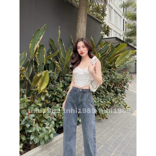 Quần jean nữ suông ống rộng M123