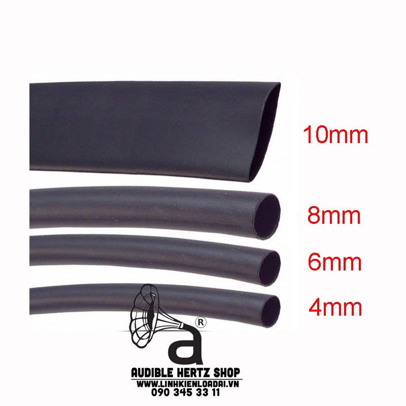 Ống co nhiệt màu đỏ và đen size 4mm, 6mm, 8mm, 10mm