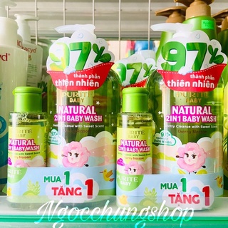 Combo Sữa tắm gội Purité Baby Hương hoa anh đào 2in1 cho bé 500ml + tặng sữa tắm gội Purité hoa anh đào 60ml