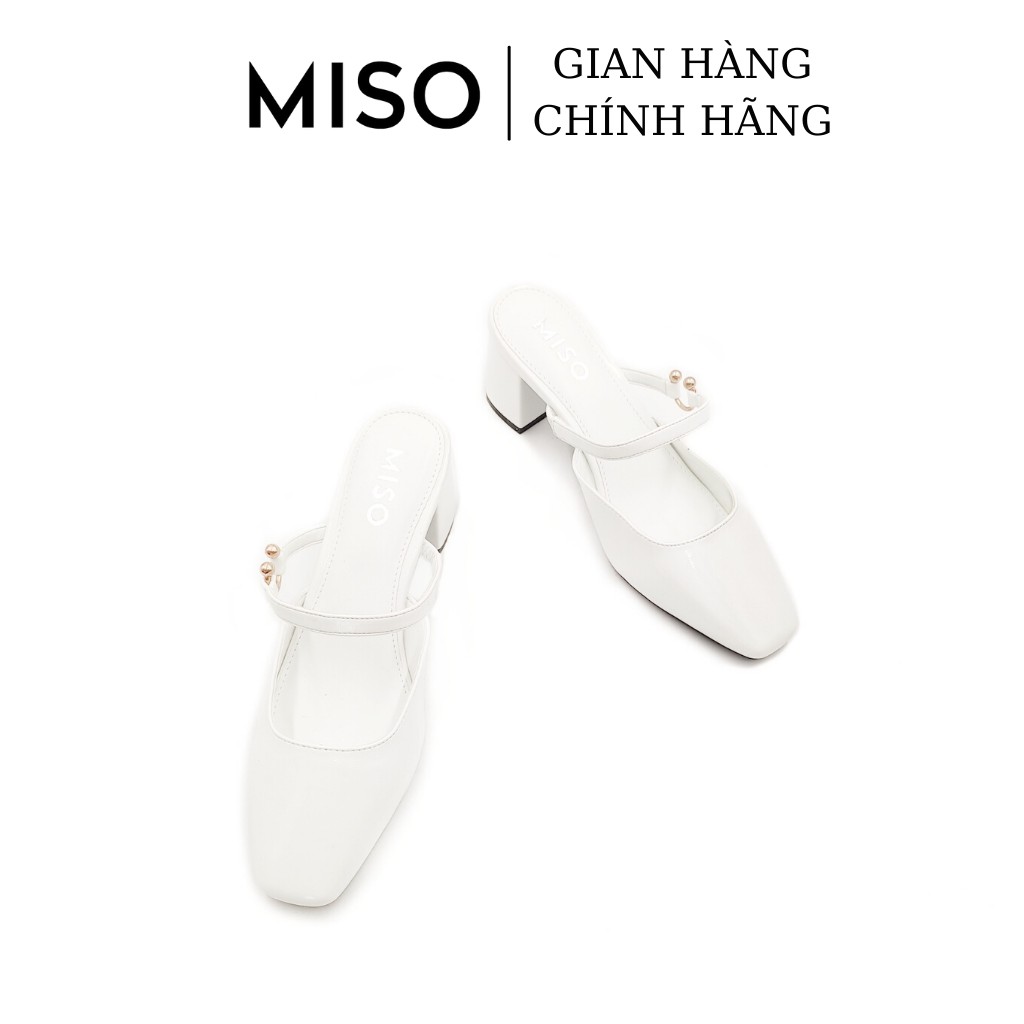 Guốc cao gót nữ thời trang dáng sục Mules bít mũi quai ngang gót trụ cao 5cm đi làm dạo phố MISO M032