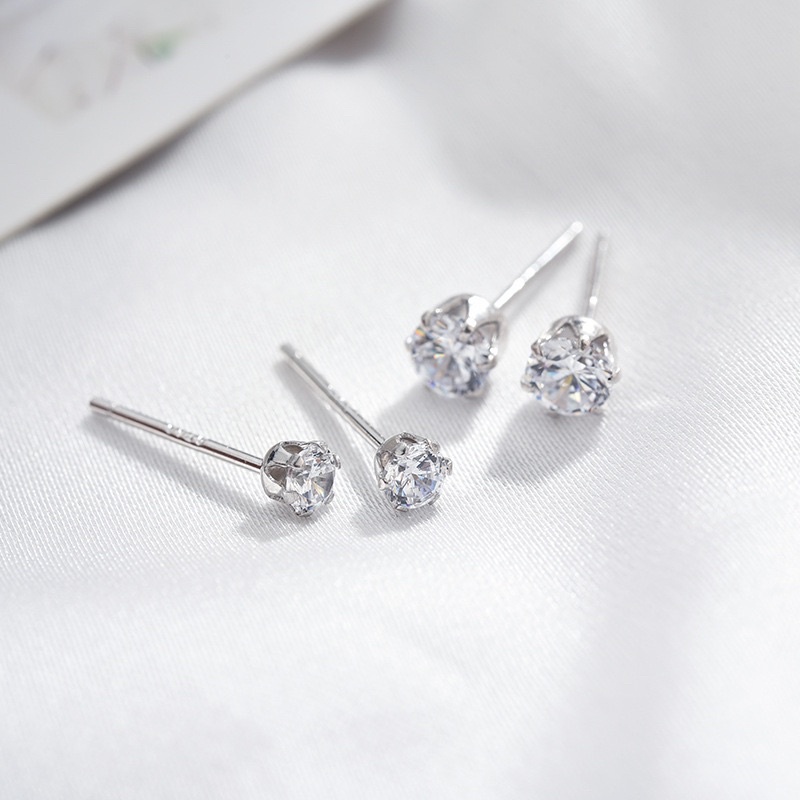 Simple CZ Stud Earring - Khuyên tai Bông tai bạc cao cấp s925 Nụ đá bling Bông nụ Calla Jewelry | E003