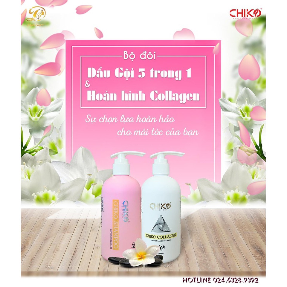 Dầu hấp xả 2 trong 1 Kem Ủ Tóc Collagen CHIKO-phục hồi tóc hư tổn,ngăn ngừa rụng tóc 500ML