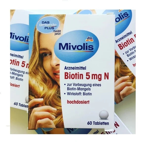 Viên uống đẹp da và móng, kích thích mọc tóc Biotin Mivolis 5 mg N