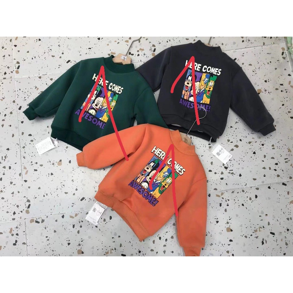 Áo Nỉ Bông Dày Ấm Mặc Mùa Đông Size 90-130(1-5 tuổi)