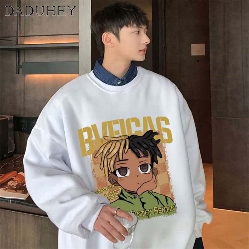 DaDuHey Men 'S Summer Trendy Ins Handsome Casual Long Sleeve T-shirt Hip Hop Style Loose Fashion Thin Top