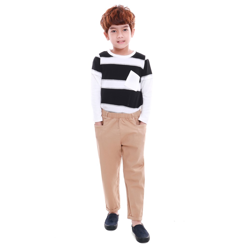 Set đồ dài tay bé trai Narsis KE.9080 chất Cotton màu đen phối trắng