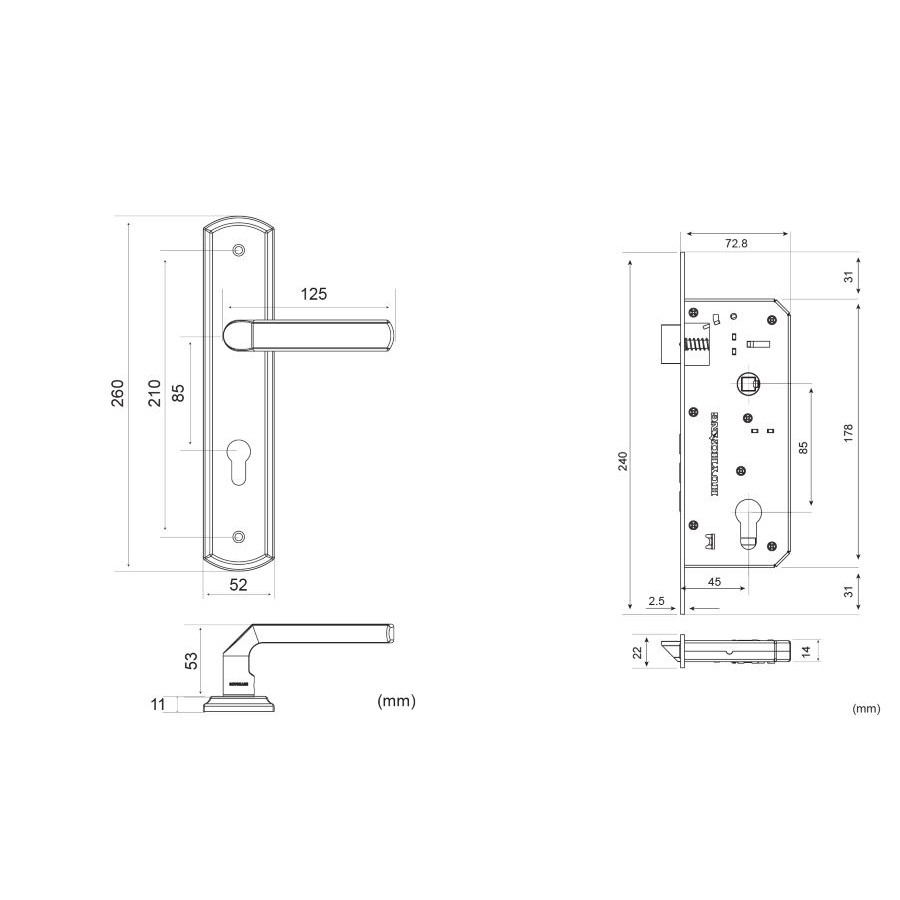 [CHÍNH HÃNG] Khóa tay gạt Huy Hoàng Inox 8568 thích hợp sử dụng cho cửa chính