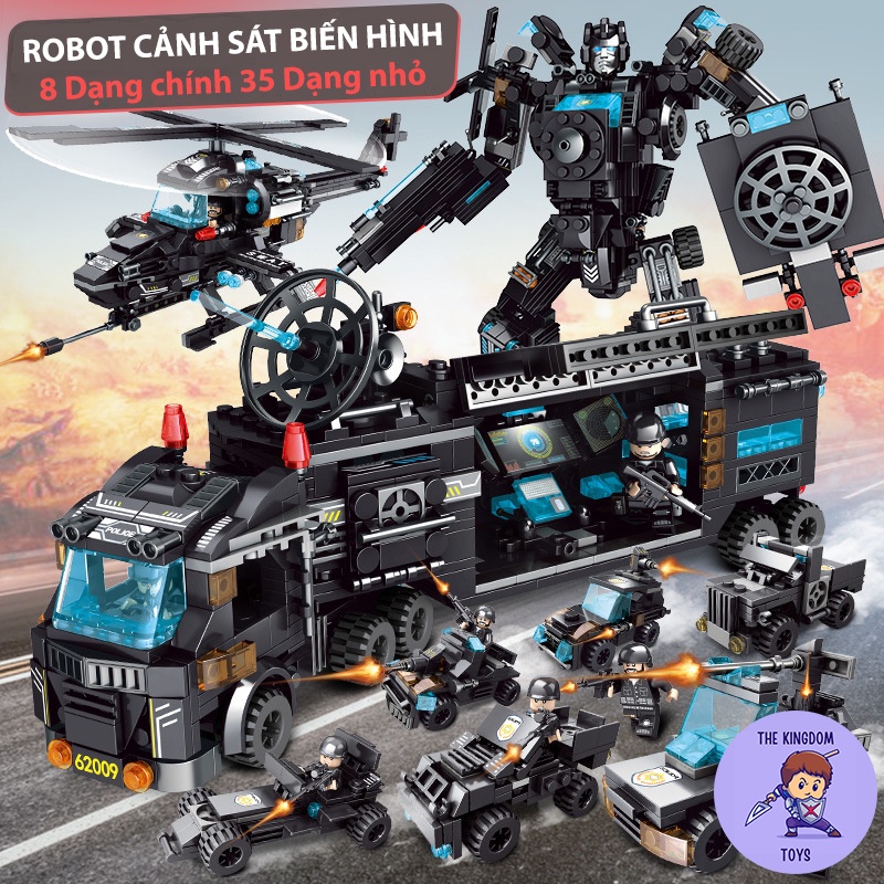 Đồ Chơi Lắp Ráp Kiểu LEGO Cảnh Sát SWAT ROBOT / Máy Bay Trực Thăng / Xe Chỉ Huy / Cảnh Sát Đặc Nhiệm 820 Chi Tiết