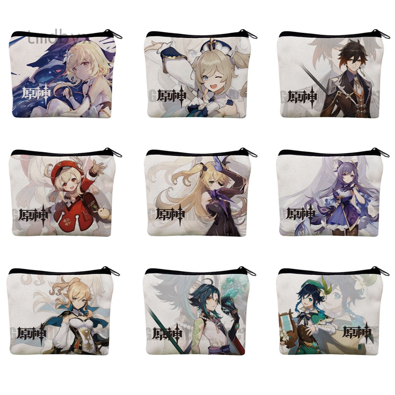 Tmdbyx Ví Canvas Đựng Tiền Xu In Họa Tiết Game Genshin Impact Anime Hutao Xiao Zhongli