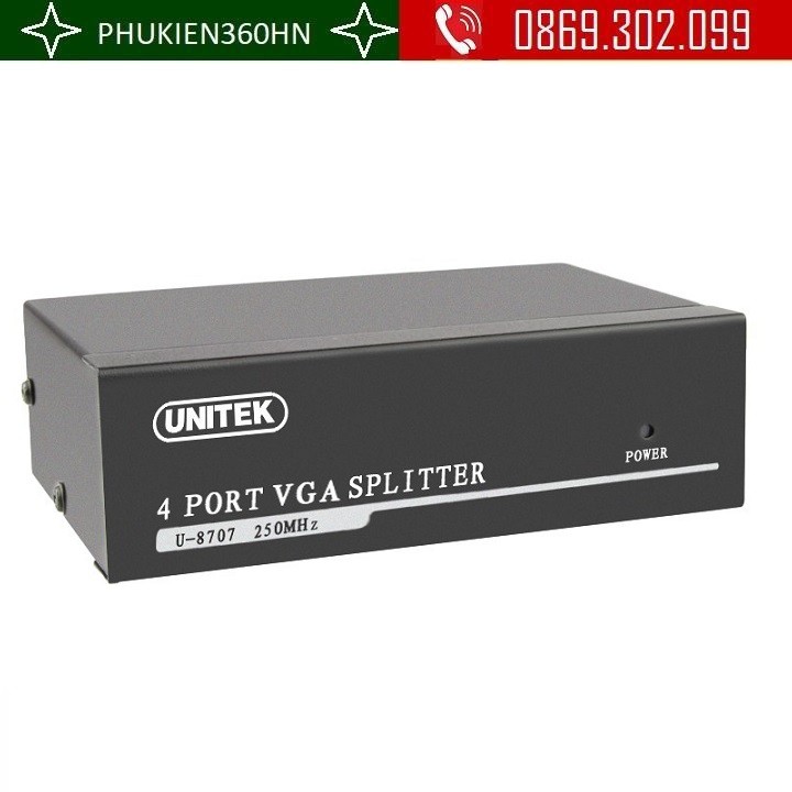 [Mã 254ELSALE giảm 7% đơn 300K] Bộ Chia VGA 1 Ra 4 Cổng Unitek U-8707