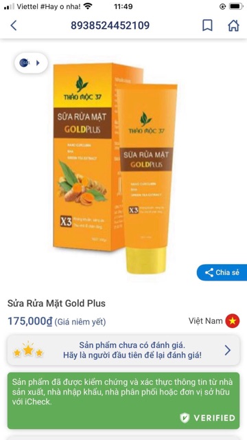 (Freeship)5 lọ Sữa rửa mặt goldplus Thảo Mộc 37 - sữa rửa mặt gold plus của Thảo Mộc 37 | BigBuy360 - bigbuy360.vn