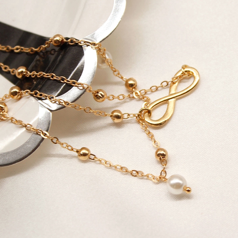 Lắc chân hợp kim đính hạt ngọc trai thời trang phong cách hàn quốc | BigBuy360 - bigbuy360.vn