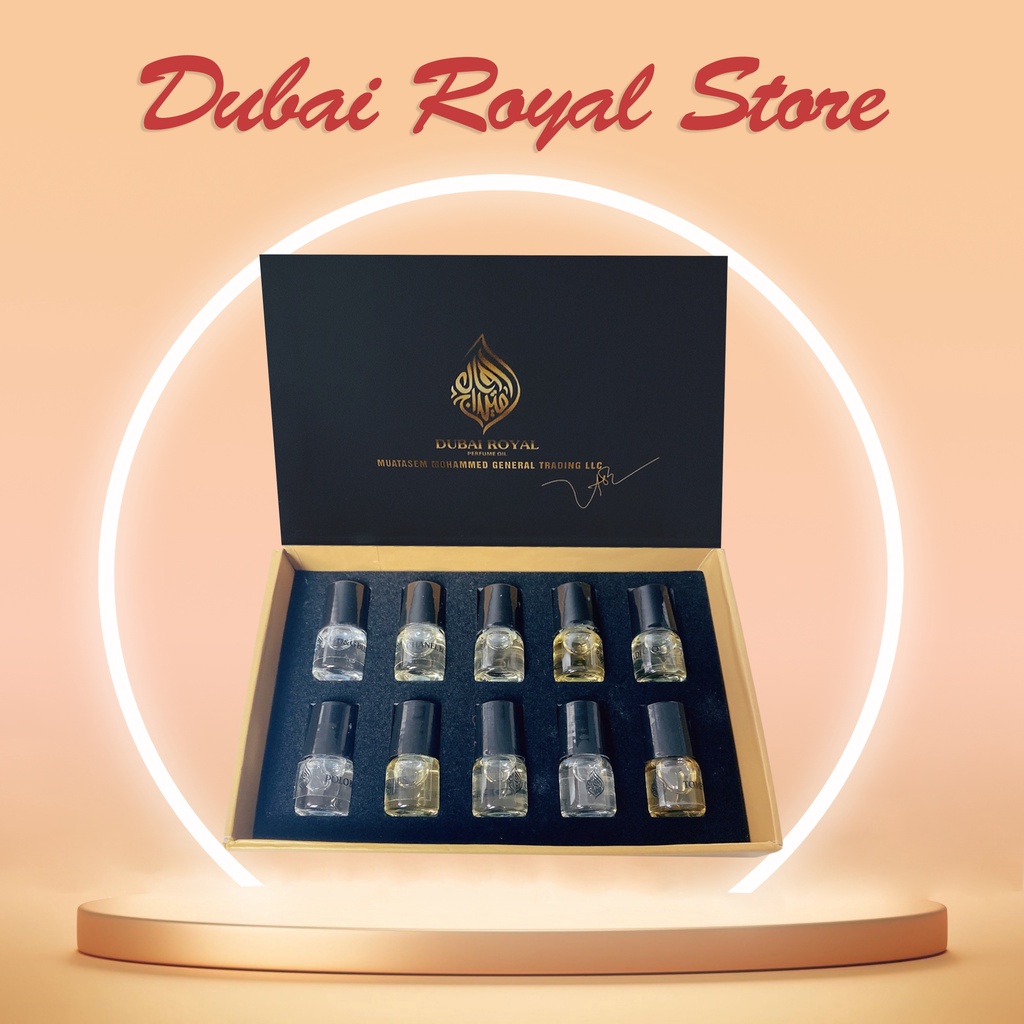 Set 10 chai tinh dầu DUBAI ROYAL new 2022 Sét lăn tinh dầu dubai 10 mùi cho Nam và Nữ