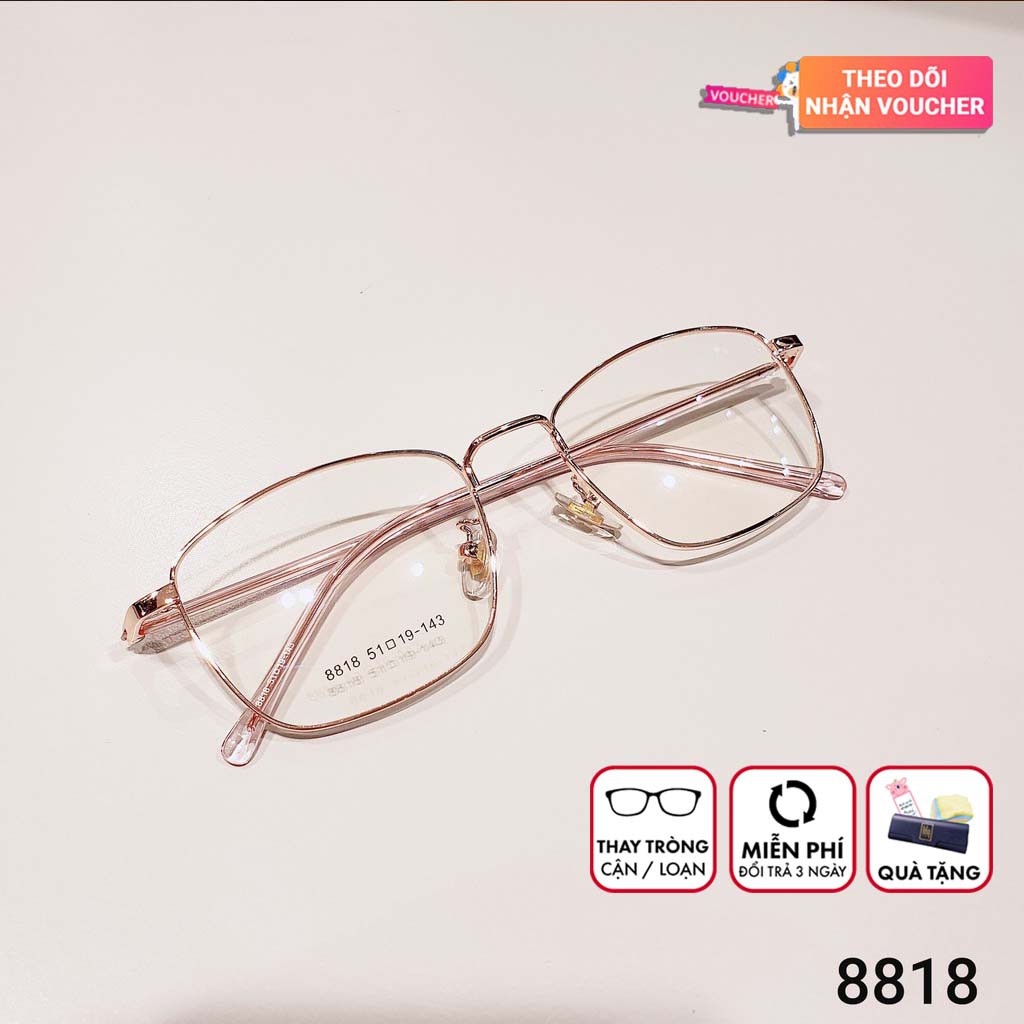 Gọng kính cận thời trang nam nữ ANNA dáng vuông chất liệu nhựa kết hợp kim loại - 8818 | BigBuy360 - bigbuy360.vn
