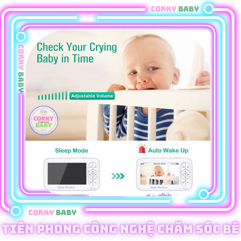 Máy báo khóc Corky Baby MBK601 – 4.3inh – Bản nâng cấp đáng giá 2021
