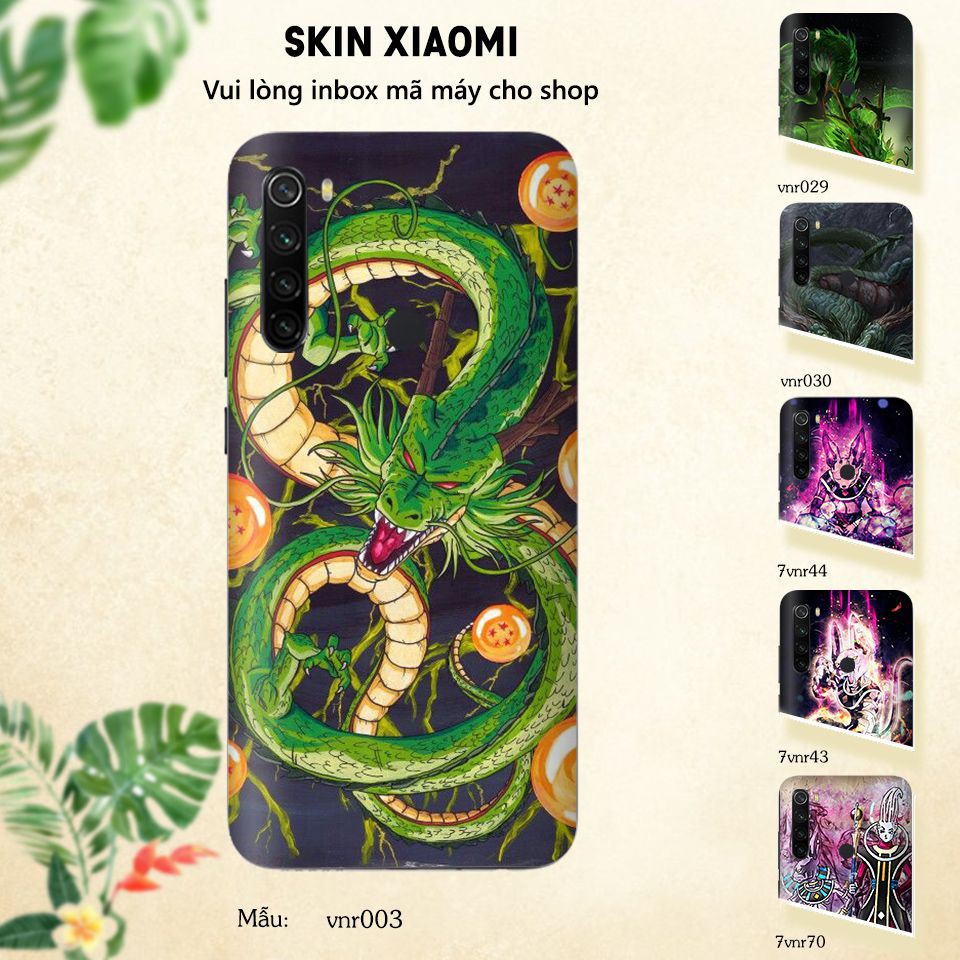 Miếng dán skin cho các dòng điện thoại Xiaomi Mi 8 - Mi 8 lite - Mi 9 in hình 7 viên ngọc rồng