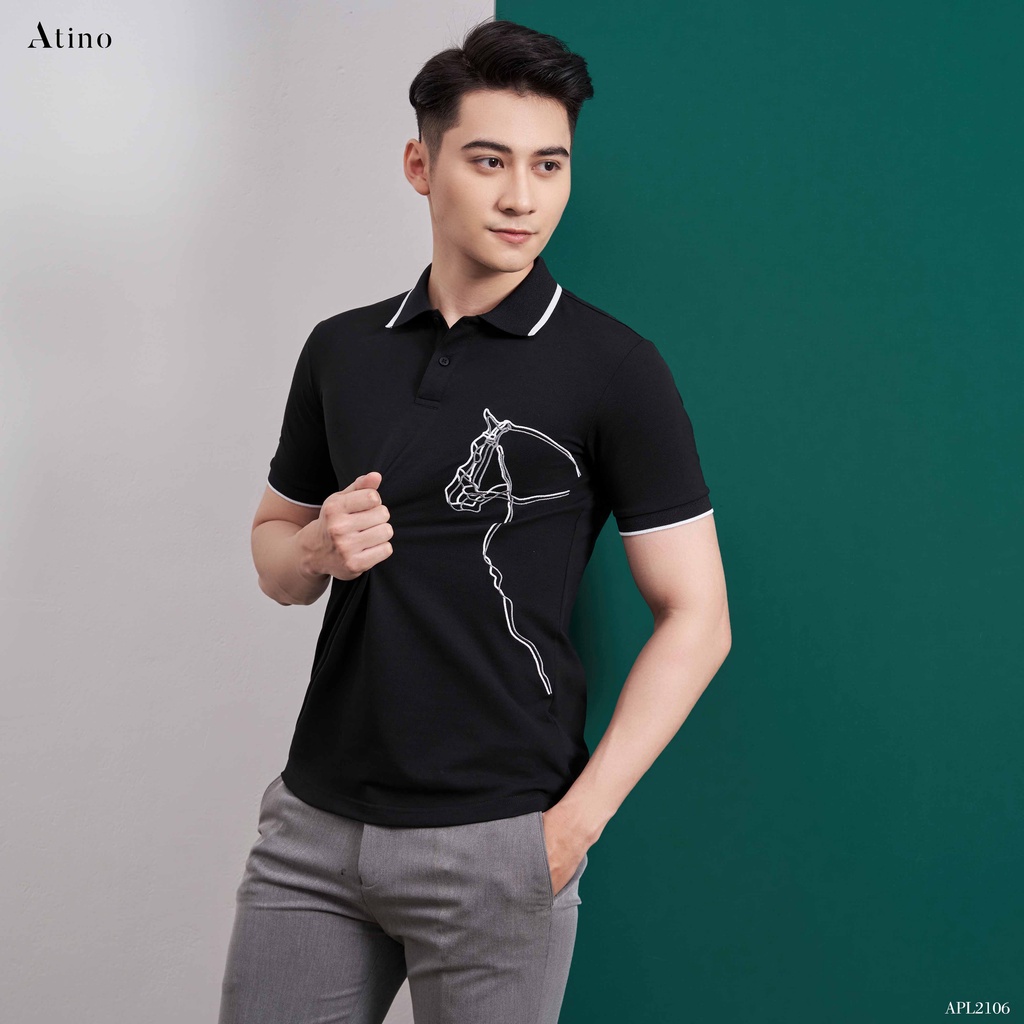 Áo Polo Nam HORSE ATINO vải cá sấu Cotton cao cấp hình thêu sang trọng tinh tế chuẩn form APL2106