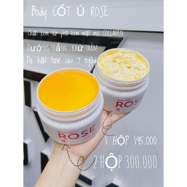 Kem Body trắng da Cốt Ủ Rose nguyên chất từ phôi kem mặt, TẶNG KÍCH TRẮNG ABUTINE 100GAM + tặng tẩy tế bào & tắm trắng